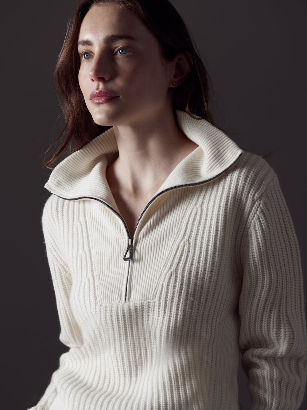 Rag & Bone White 100% Cashmere Ribbed Half-Zip Sweater size XXS